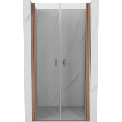 Mexen Mist puerta de ducha abatible 80 cm, transparente, cobre cepillado - 8A7-080-000-65-00 (1/5)
