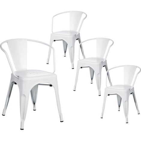 LUCY - Lot de 4 Chaises Métalliques Blanches (1/5)