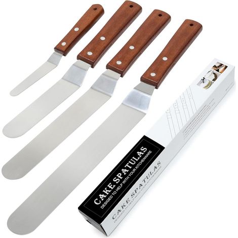 4tlg. Winkelpaletten-Set Edelstahl Profi Tortenmesser Icing Spachtel (1/5)