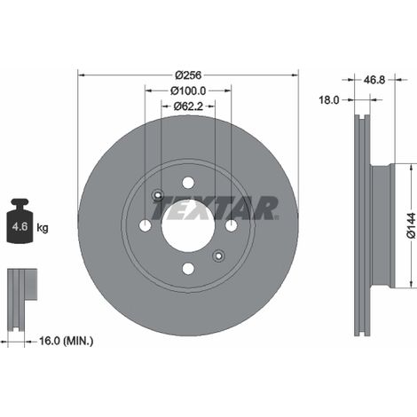 Lot de 2 Disques de frein Textar 92204900 HYUNDAI 517121J500