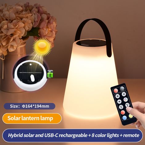 IP44 wasserdichte Solar-Campinglaterne, LED-Hängeleuchte für Zelte, 8 Lichtfarben, ideal für Garten, Rasen und Hof. USB-C-aufladbar mit Fernbedienung. (1/3)