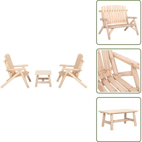 3-tlg. Garten-Lounge-Set Massivholz Fichte - Gartenmöbel - Holz Gartenmöbel - Loungeset - Gartenloungeset - Esszimmergarnitur (1/5)