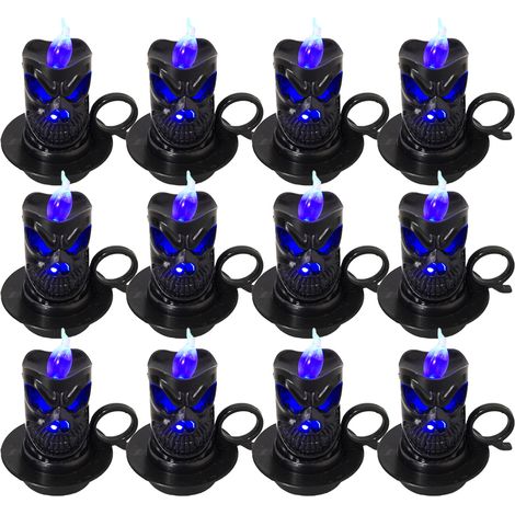 Lot de 12 bougies LED sans flamme pour Halloween, à placer dans un verre.