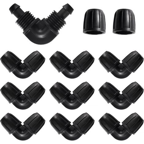 10 pezzi raccordi per irrigazione a goccia da 8/12 mm, adattatore a gomito per irrigazione a goccia, raccordi a gomito per irrigazione, connettore per tubo di irrigazione, per giardino, prato