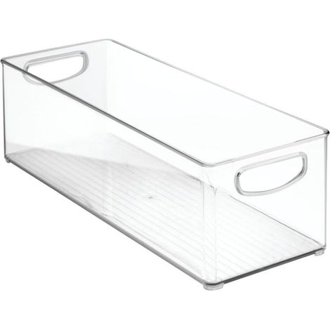 Cabinet/Kitchen boîte de rangement, extra-grand bac pour réfrigérateur en plastique, longue boîte, transparent, 41cm x 15 cm x 12.5 cm (1/5)