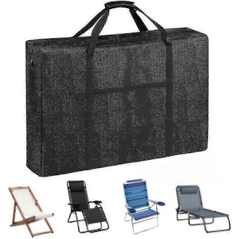 Sac de rangement robuste pour chaise pliante, en tissu résistant à l'eau et compatible avec les oxydes de fer, très grande capacité, 109 x 25 x 75 cm (1/5)