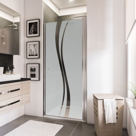 Schulte – Porte de douche pivotante 80 x 192 cm – Verre anticalcaire 5 mm – Décor liane – Profilé chromé – Ouverture extérieure – Installation facile