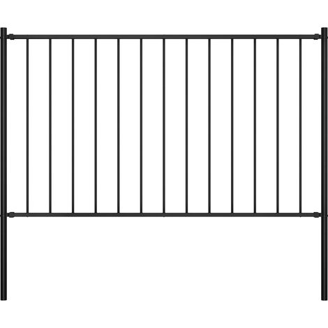 Fence Panel with Posts Powder-coated Steel 1.81x1 m Black vidaXL (1/4)