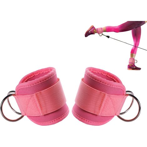 2 Sangles de cheville, attache pour machine à câble, bande élastique, ajustable, mousse, musculation jambes (1/5)
