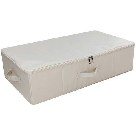 BUNTHAUS Beige Lot de 1 Casier Rangement, Boite sous Lit en Tissu Pliables avec Couvercle et 4 Poignée, Grande Capacité Closet Organizer Pour Vêtements, 80x40x15cm, (1/5)