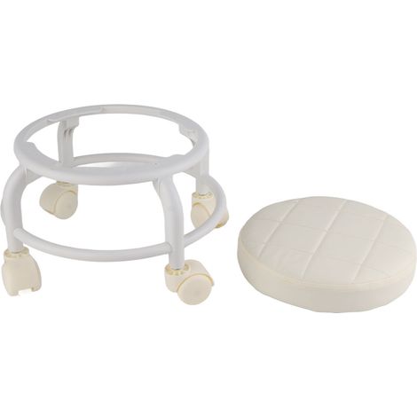 Pouf roulant avec repose-pieds en mousse à mémoire de forme, roulettes silencieuses, cuir PU imperméable beige, double couche robuste pour bureau et salon (1/5)