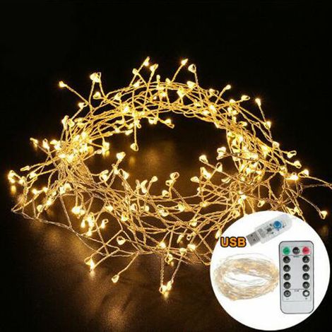 Guirlande lumineuse extérieure étanche LED Firecracker Fairy Light 8 Modes Arbre de Noël Maison Fête Vacances Jardin Décor (2,5 m100 LED, blanc chaud) (1/4)