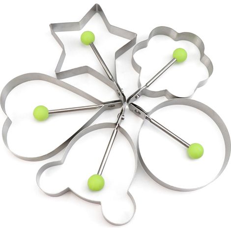Ensemble de 5 cercles à œufs en acier inoxydable - Moules à crêpes antiadhésifs pour faire frire des œufs et des omelettes - Ustensiles et accessoires de cuisine durables