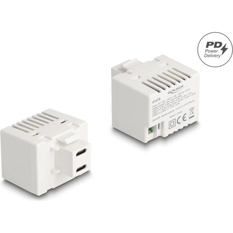 Delock Módulo Keystone con 2 puertos de carga USB Type-C⢠PD 20 W blanco