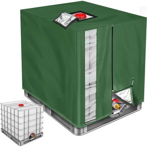 Bache Cuve 1000L IBC, Bâche de Réservoir d'eau, Housse de Cuve IBC 1000L Anti UV Vert pour réservoir IBC 1000L (120 100 116cm) (1/5)