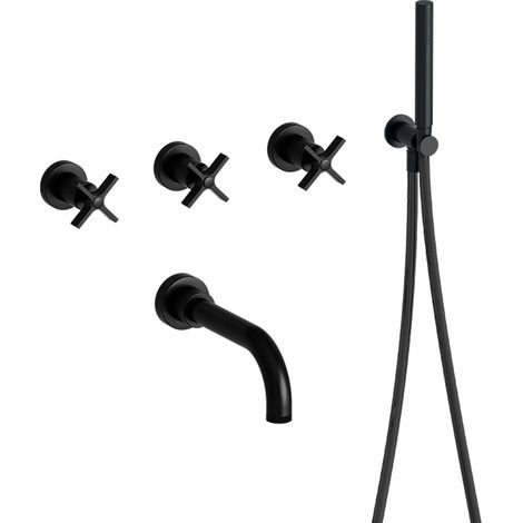 Pack encastré mélangeur bain douche 2 sorties CROSS ROAD - Blackmat - Cristina Ondyna (1/2)