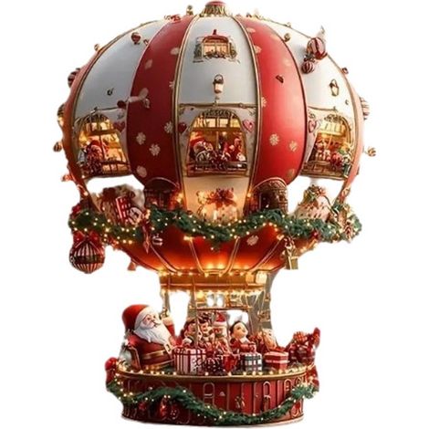 Decorazione natalizia 2D mongolfiera Babbo Natale bianco (1/5)