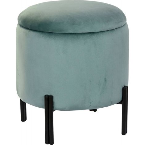 Pouf élégant en velours turquoise pour salon chic - Turquoise éclatant (1/4)