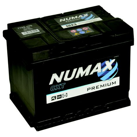 Numax – Batterie de démarrage 12V 60Ah – Intensité de démarrage 500A – Technologie classique CA/CA – Prête à l'emploi (1/2)