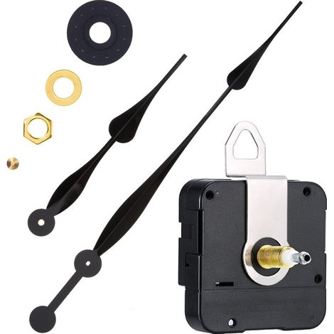 Gancio in metallo ad alta coppia, meccanismo per orologio da parete, lunghezza albero 20 mm + 01086, orologio in metallo, orologio fai da te, nero (1/4)