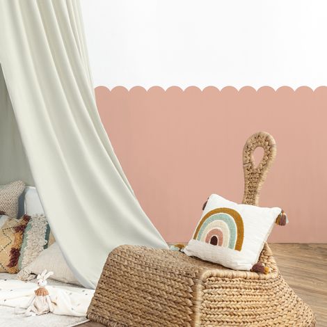 Papier peint découpé préencollé, soubassement, festonné rose, rose pâle, festons, uni, raccordable, 83 cm X 195 cm (1/5)