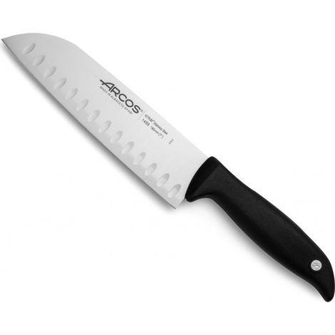 Cuchillo Santoku  Arcos Menorca 145900 de acero inoxidable Nitrum y mango de polipropileno con hoja de 18 cm en blíster
