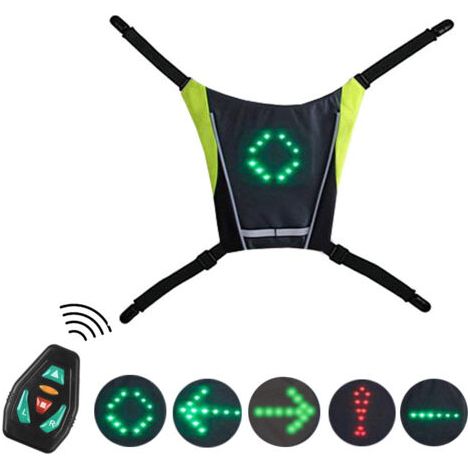 Gilet de Cyclisme Réfléchissant, Réfléchissant Sac à Dos Attachement Clip, Rechargeable USB avec LED Clignotant Télécommande Équipement de Sécurité pour Cyclisme, Course à Pied (1/4)