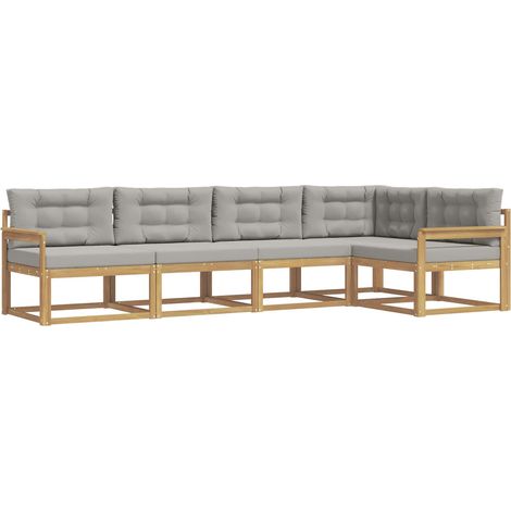 Set di divani da esterno 4 pcs Bianco e Grigio Chiaro vidaXL