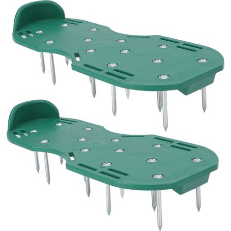 Chaussures d'aération pour jardin, kit de scarification pelouse, chaussures à pointes métalliques vertes (3 sangles) (1/5)