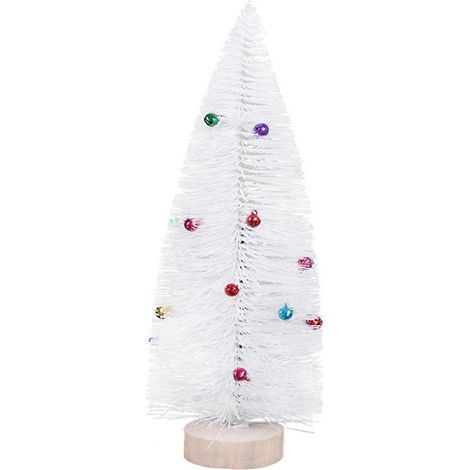 Mini sapin de Noël blanc de 15 cm, décoration de bureau créative avec aiguilles de pin pailletées et support en bois, accessoire photo.-15X7cm-White