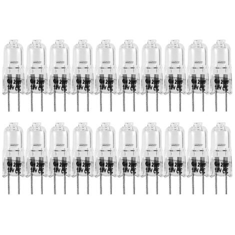 Lot de 20 ampoules halogènes G4, 20 W, 12 V, 2 broches, transparentes, pour éclairage de cuisinière, feux de signalisation, etc. (1/5)