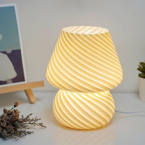 Lampe champignon, veilleuse champignon en verre, lampe de chevet mignonne avec télécommande pour enfants, lampadaire esthétique blanc (1/5)