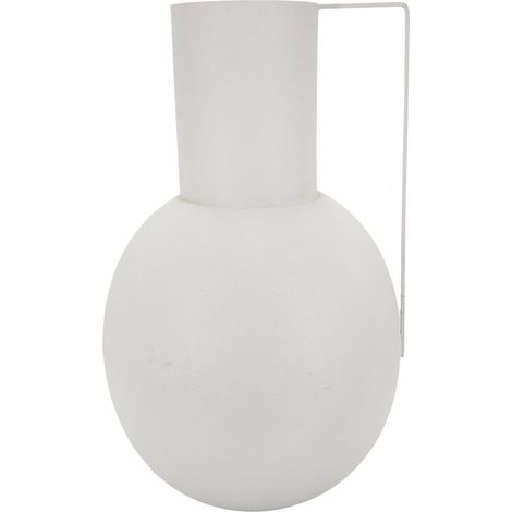 Vase en métal blanc avec anse design contemporain - blanc mat contemporain (1/3)