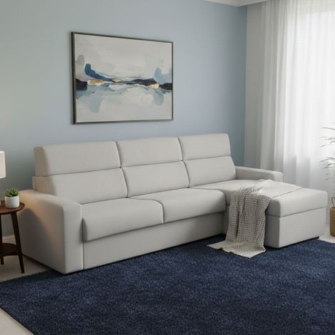 Sofá Cama con Chaise Longue Pusiano, Desenfundable, Almacenaje Made in Italy, Hidrófugo, Multiuso, 280x160 cm (1/5)