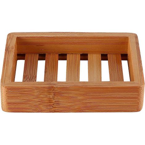 1 porte-savon créatif en bois, récipient à savon pratique, porte-savon (couleur bois)-10.9X8.7X2.2CM (1/2)