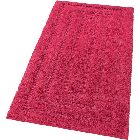 Tappeto Bagno Puro Cotone Elegante Lussuoso Morbido Scendiletto Antiscivolo 100% Made in Italy Rosso - 50x80 cm