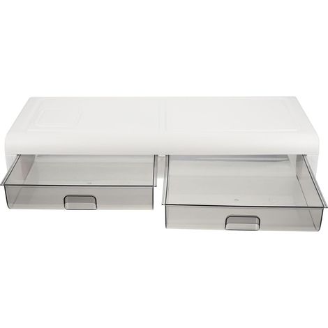 Rehausseur Écran Ordinateur en Plastique Noir avec Tiroir, Support pour Écran de Bureau Ergonomique et Réutilisable, pour Poste de Travail Informatique (1/5)