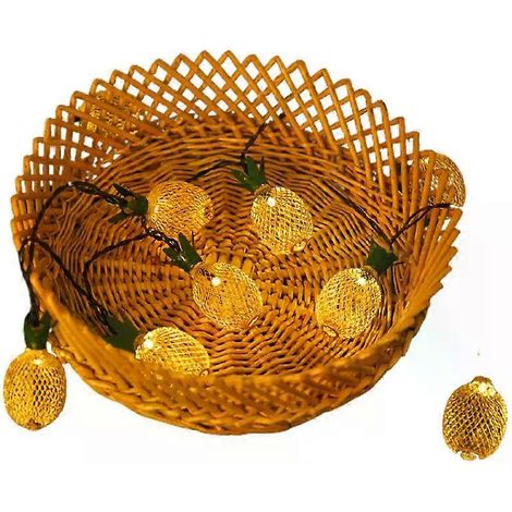 Veilleuse Ananas pour Chambre, Lumière Chaude, Alimentation USB, Piles, Décoration Fête, Mariage, Décoration de Chambre, Guirlande Lumineuse LED 2023, 10 LED, Piles (1/5)