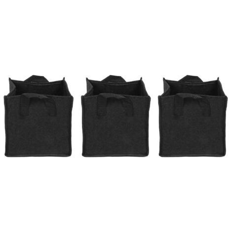 Black Square Felt Grow Bags for Planters, 3 Pieces, 19.519.520 cm, Ideal for Planting and Gardening (1/5)