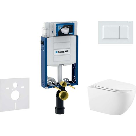 Geberit Kombifix - Set Vorwandelement, WC Gaia mit Softclose-Sitz und Sigma30-Betätigungsplatte, weiß/weiß matt SANI15CA3127 (1/5)