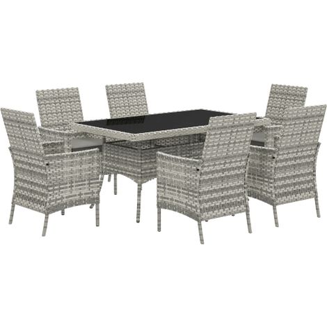 Seven-Piece Mixed Grey Rattan Dining Set for Stylish Outdoor Entertaining