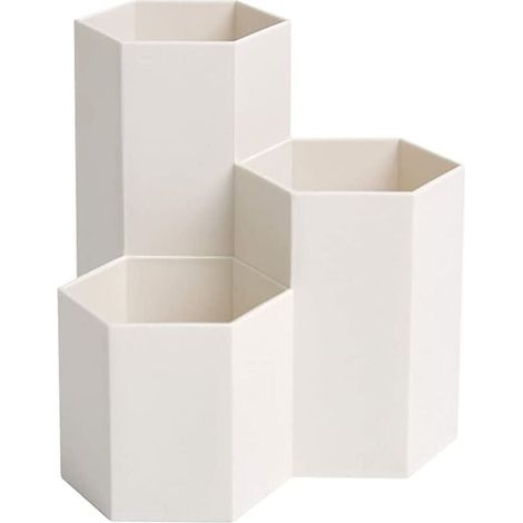 Porte-Stylo Hexagonal - Organisateur Bureau 3 Compartiments - Pour Stylos Pinceaux Maquillage Papeterie - 1 Pièce (1/5)