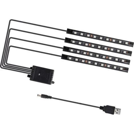 Universeller LED-Streifen für den Fahrzeuginnenraum, 36 LEDs, Fernbedienung, dekorative Fahrzeugbodenbeleuchtung, USB 5V (1/5)