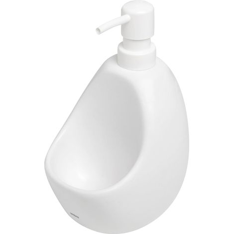 Distributeur de Savon avec Porte-éponge, Grès Cérame, Blanc (1/5)