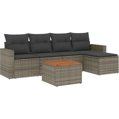 Maison Exclusive - 6-tlg. Garten-Sofagarnitur mit Kissen Grau Pol