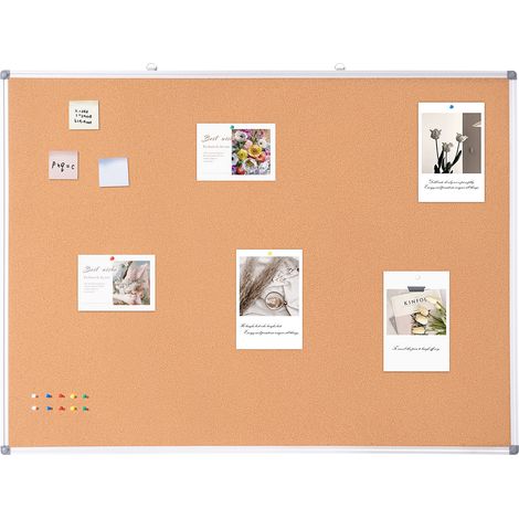 Mophorn Tablero de corcho grande 120 x 90 cm Tablón de anuncios montado en la pared con tablón de anuncios Marco de aluminio Tablero de corcho Perfecto para escuela, hogar, oficina