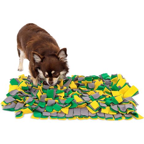 lionto Schnüffelteppich für Hunde, Intelligenzspielzeug & Futterspielmatte, rutschfest & pflegeleicht, 50x34 cm, gelb/grün