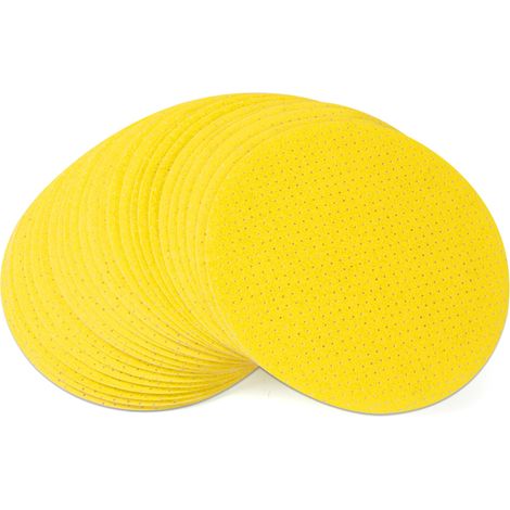 25 Pièces 225mm Disque Abrasif Grain 100 Pastilles Abrasives Papier de Verre Perforés Disques Abrasifs Pour Ponceuse Gypsière/Girafe de Ponçage/Ponceuse de Plafond (1/5)