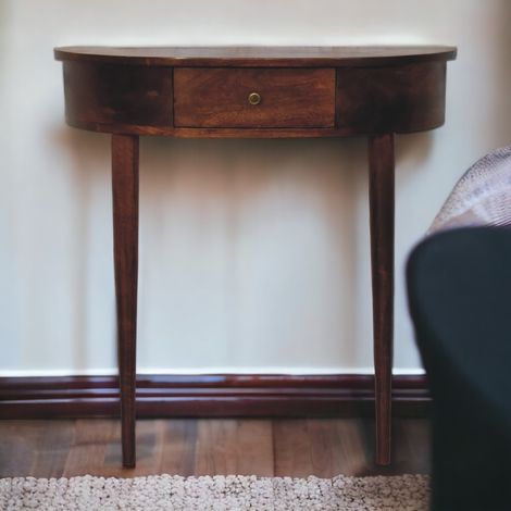 Console, en bois massif et bois, 1 tiroirs, pour maison et usage quotidien, brun foncé, style moderne, format gain de place