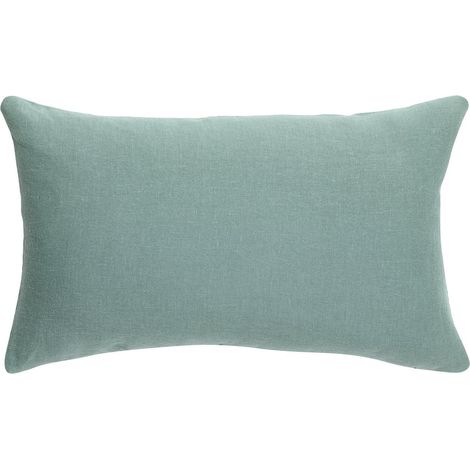 Coussin Rectangulaire Uni en Lin et Coton Vert-de-gris 40 x 65 cm - PANGIVO (1/3)